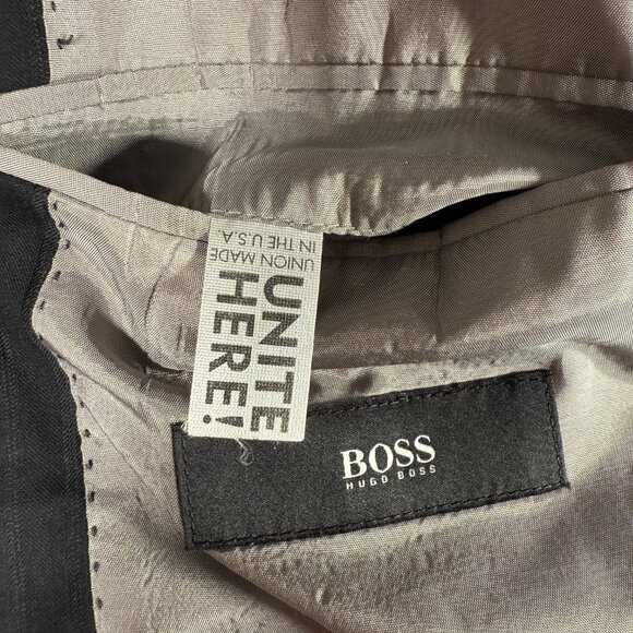 Hugo Boss Pasolini Movie US Blazer Men Size 40R Gray Striped 100% Wool Made USA - Picture 8 of 12